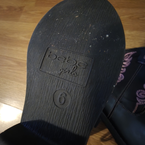 bebe Western Style Black and Pink Toddler Boots Size 6 - Picture 2 of 3